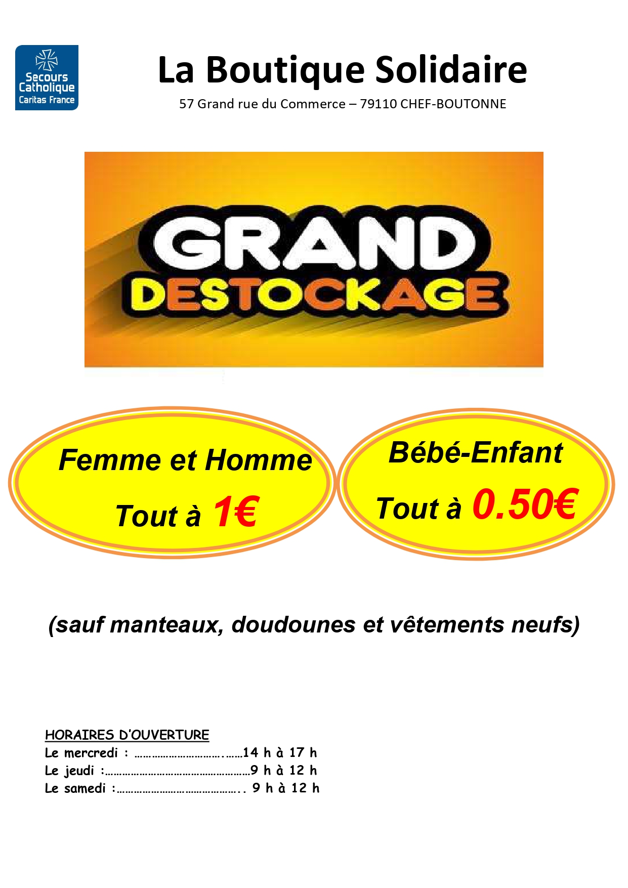 Destockage boutique solidaire